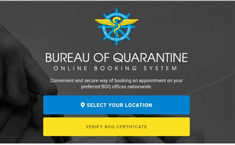 bureau of quarantine online appointment